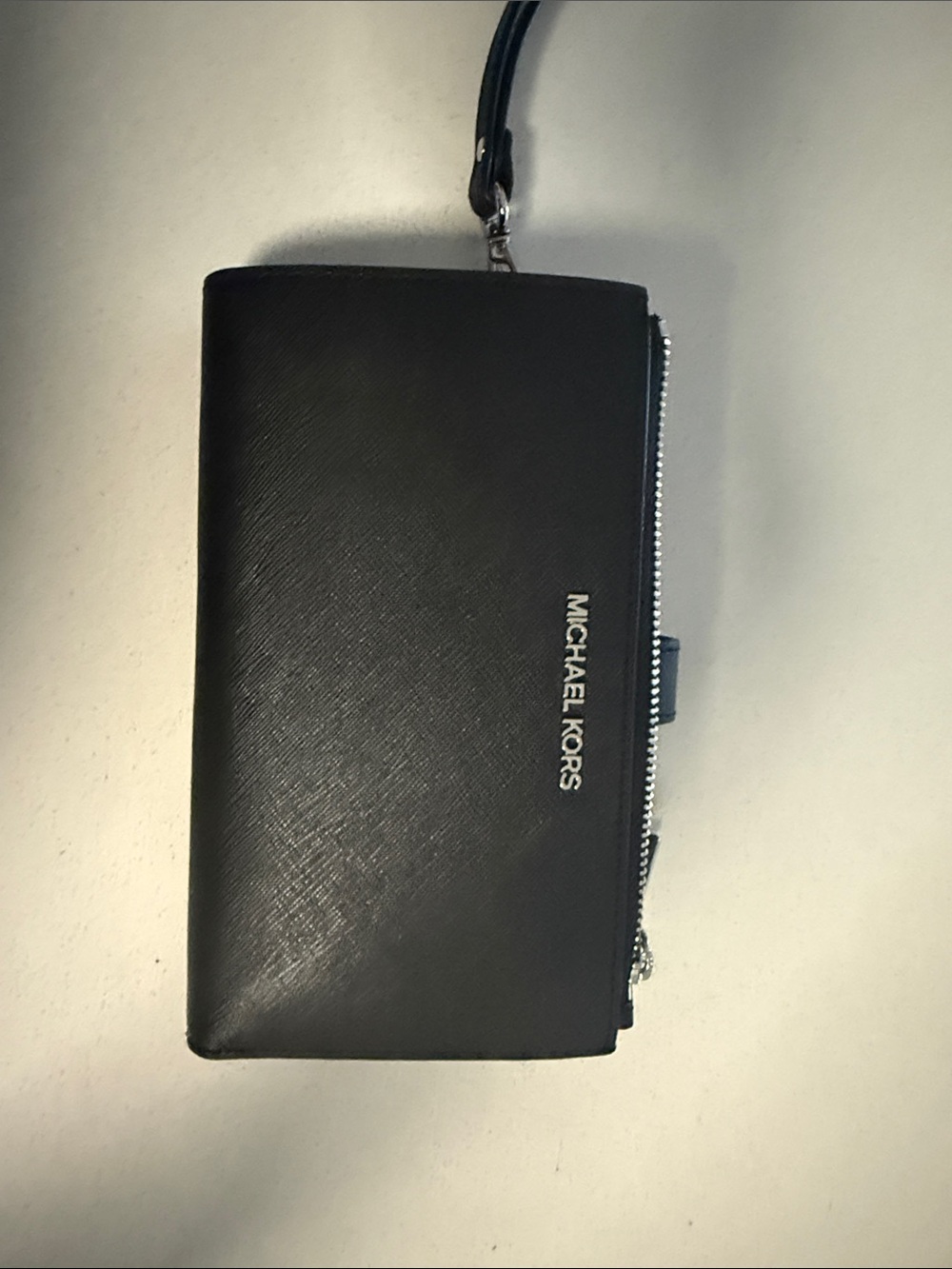 Michael Kors Black Leather Zip-Around Wristlet Wallet